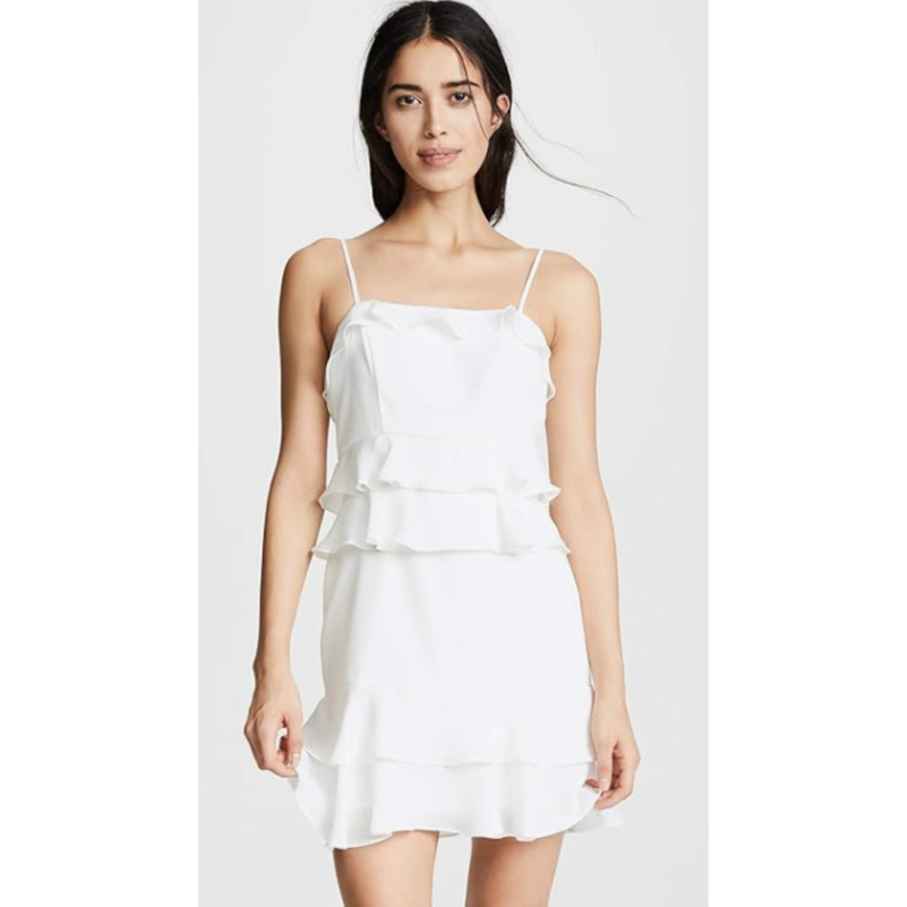 Parker White Ruffle Mini Dress